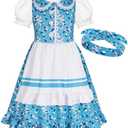WonderBabe Girls Pioneer Dress Colonial Dress Girls Prairie Costume Kids Halloween Party Dress up Outfits, Size 130