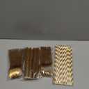 Clinquant Gold Lightful Stripes Paper Straws, Christmas Weddings Decoration Party Drinking Straws, 100 Pcs Disposable Gold Striped Straw in Kraft Box