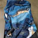 ANNA QUEEN Blue Marble Luggage Cover, Modern Gold Vein Abstract Design Suitcase Protector, Washable Stretchable Travel Sleeve for 32-34 Inch Luggage XL