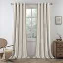 DriftAway Farmhouse Linen Blend Blackout Curtains 84 Inches Long for Bedroom Vertical Striped Printed Linen Curtains Thermal Insulated Lined Treatments for Living Room 2 Panels W52 x L84 Grey (Gray Stripe-grommet)