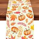 2 x ACZHHZC Pumpkin Fall Table Runner, Maple Leaf Autumn Thanksgiving Kitchen Dining Table Decorations for Home Party Decor (Orange 2, 13x72 Inches)