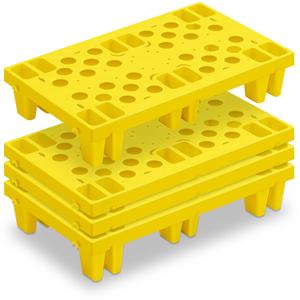 4 Pcs Plastic Pallets for Basement Storage Nestable Moisture Waterproof Lightweight Floor Pallets with Breathable Grid for Indoor Outdoor Supermarket Warehouse (19.6 x 11.8 x 3.9 Inch,Yellow)