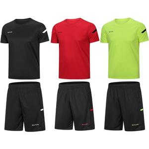 BUYJYA Men's Workout Clothes Athletic Shorts Shirt Set 3 Pack Basketball Football Training Running Gym Christmas gifts (Medium, Black/Red/Green)