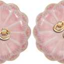 uxcell 2Pcs Ceramics Jewelry Plate, Sunflower Shape Key Holder Bowl for Entryway Table Decor Small Ring Tray Dish Gift for Women Girlfriend, Pink