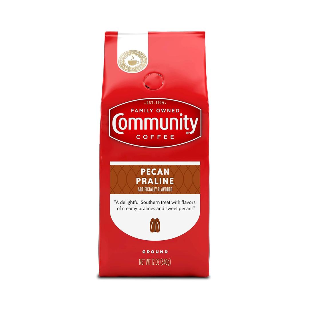 Community Coffee Pecan Praline Flavored 12 Ounce, Medium Roast Ground, 12 Ounce (Pack of 1) BB 2/7/26