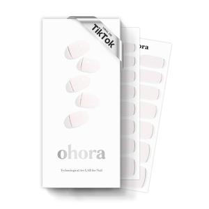 ohora Semi Cured Gel Nail Strips (N Gold Lining) - White, Metallic, Works with Any UV/LED Lamps, Salon-Quality, Long Lasting, Easy to Apply & Remove - Includes 2 Prep Pads, Nail File & Wooden Stick