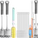 14Pcs Bottle Brush Cleaner Set, Long Handle Bottle Brushes, Sponge Brushes, 3-in-1 Water Bottle Cleaner Brushes and Straw Brushes for Water Bottles, Cups and Straws Cleaning