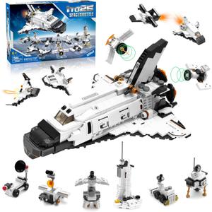 Space Shuttle Building Toys, 25-in-1 Aerospace Building Kit for Kids to Assemble a Big Spaceship or 12 Small Different Space Probe, Best Present for Boys and Girls Aged 6 7 8 9 10 11 12 13 14+