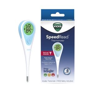 Vicks SpeedRead Digital Thermometer for Baby, Kids & Adults, Color-Coded Readings, Oral, Baby Rectal Thermometer or Under The Arm, Water Resistant