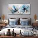Floral Canvas Wall Art for Office Big Wall Decor for Bedroom Women Blue and White Wall Decor for Living Room Size 24 x 48 Inch