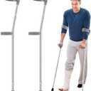 Geiserailie 1 Pair Forearm Crutches for Adults Aluminum Adult Crutches Gray Adjustable Crutches for Men Women, 300 Lb. Weight Capacity, Height Adjustment