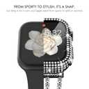 KADES Compatible for Apple Watch Band with Case Series 3 2 1, Sparkling Bling Diamond Bracelet with Full Diamonds Protective Bumper Built-in Tempered Glass Screen Protector (42mm, Black)