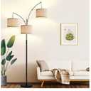 Dimmable Floor Lamp  3 Lights Arc Floor Lamps for Living Room, 1000LM Modern Tall Standing Lamp With Beige Shades & Heavy Base, Mid Century Tree Floor Lamp for Bedroom Office, 3 LED Bulbs Included