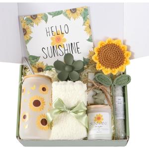 Sunflower Gifts Baskets for Women, Self Care Package Get Well Gift Spa Gift Set for Her, Thinking of You Thank You Gifts, Sunshine Gifts for Women Friends Sister Teacher Mom