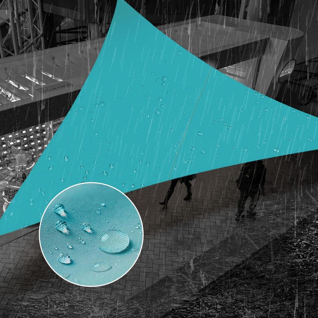 SUNNY GUARD Waterproof Sun Shade Sail 16' x 16' x 16' Turquoise Blue Triangle UV Block Sunshade for Backyard Yard Deck Patio Garden Outdoor Activities and Facility(We Make Custom Size) SUNNY GUARD Waterproof Sun Shade Sail 16' x 16' x 16' Turquoise Blue Triangle UV Block Sunshade for Backyard Yard Deck Patio Garden Outdoor Activities and Facility(We Make Custom Size)