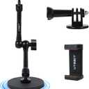 UTEBIT Magnetic Camera Mount 88mm Strong Magnetic Base with 11 inch Magic Arm, Action Camera Mount Adapter and Phone Holder Compatible with GoPro Hero 13/12, Insta 360, DJI OSMO Action 4/3, AKASO