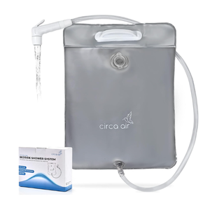CIRCA AIR Bedside Shower - 2.5 GL Silver Portable Water Shower Bag For Hair Washing In Bed. Use With Inflatable Hair Washing Basin, Shampoo Basin, Bathtub For Elderly