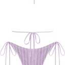 ZAFUL Women's Bikini Sets Beads Triangle Swimsuits 2 Piece String High Cut Cheeky Bathing Suits (Purple, XL)