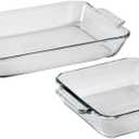 Anchor Hocking Oven Basics Cake Dish & 3 Quart Baking Dish Value Pack Tempered Glass for Even Baking, Oven Safe, Microwave Safe, Made in USA