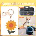 lasuroa Cute Sunflower Leather Keychain Holder, Waterproof Flower Anti-Scratch Hidden GPS Tracker Case Cover Tag with Key Ring Compatible with Airtag for Women Wallet Keys Bag Pet Backpack Purse