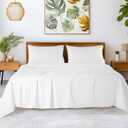 SONORO KATE 100% Egyptian Cotton Sheets - 1200 Thread Count, Luxury & Cooling Hotel Cotton Bed Sheets Set 4 Piece, Sateen Weave for Soft Feel, Fits Upto 16" Mattress (White, Queen)