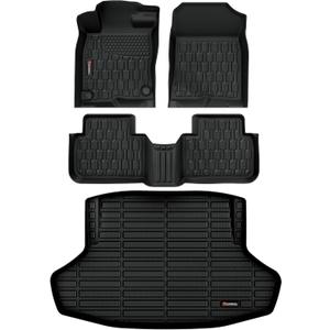 Floor Mats & Cargo Liner Fit with 11th Gen Honda Civic 2022-2025 2026 Sedan (Fits Rear Seats with or Without USB Ports), Full Set All Weather Protection 1st, 2nd Row Car Liners & Trunk Mat