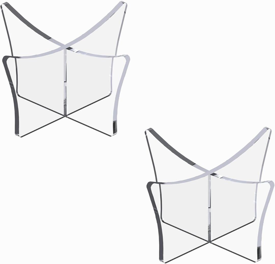 Acrylic Large Ball Stand Holder 4.7x2.6 Inch, 2-Pack Display Stand for Football Basketball Soccer, Clear Volleyball Rugby Case Rack