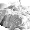 Serta Goose Feather Down Fiber Cotton Comforter Twin Size - 100% Cotton Duvet Insert - Hotel Luxury Hypoallergenic Bedding Comforter Light Warmth 68 x 90 Inch White