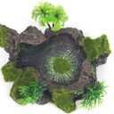 Plastic Reptile Tank Decor - Resin Platform, Artificial Tree Trunk Design with Water Dish for Lizard, Gecko, Frog