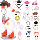 7 Inch Mini Goose Key Holder with 12 Set Outfits, Resin Magnetic Desk Goose Outfits, Cute Figurines Keychain Hanger, Desktop Table Decor for Home Office Bedroom House Housewarming Gifts