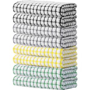Kitinjoy Cotton 8 Pack Terry Kitchen Towels, 16 x 25 Inches Super Soft and Absorbent Dish Towels, Quick Drying Hand Towels for Kitchen Drying, Multi-Colored