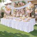 Besutolife White Tulle Tablecloth for Rectangle Tables 6ft 3 Sides for Wedding Birthday Party Bridal Shower White Tutu Ruffle Table Cloth Banquet Dinner Table Decorations 6Pack, 72" x 30" - 6Pack