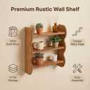 3-Tier Wall Mounted Scalloped Shelf 100% Solid Wood, Rustic Floating Trinket Display Shelves for Room, Farmhouse Decor for Apartment, Kitchen and Bedroom, 17.3 x 18.9 Inch, 17.3 X 4.7 X 18.9 Inches