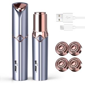 Facial Hair Removal for Women, GURELAX Hair Remover for Face, Painless Hair Removal Device, Face Shavers for Chin Upper Lip -Included 4 x Replacement Heads (Blue)