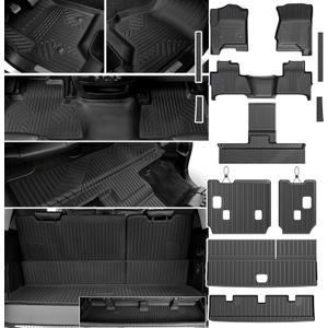 Floor Mats Set for 2015-2020 Chevrolet Chevy Tahoe/GMC Yukon 7 Seat (Not fit Yukon XL), All Weather TPE Cargo Liner Backrest Mat Trunk Mat Door Sill Guards Accessories