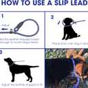 Slip Leads for Dogs Rope Leash, 1cm/0.4" Dia, 135cm/53 Long, Nylon Heavy Duty Strong Comfortable Style Pet Collar Highly Reflective Durable Double Pull Loop Leashes for  Training Dog-Blue