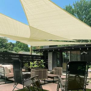 LOVE STORY 16' x 16' x 16' Triangle Butter Cream Sun Shade Sail Canopy UV Block for Outdoor Patio Garden Backyard