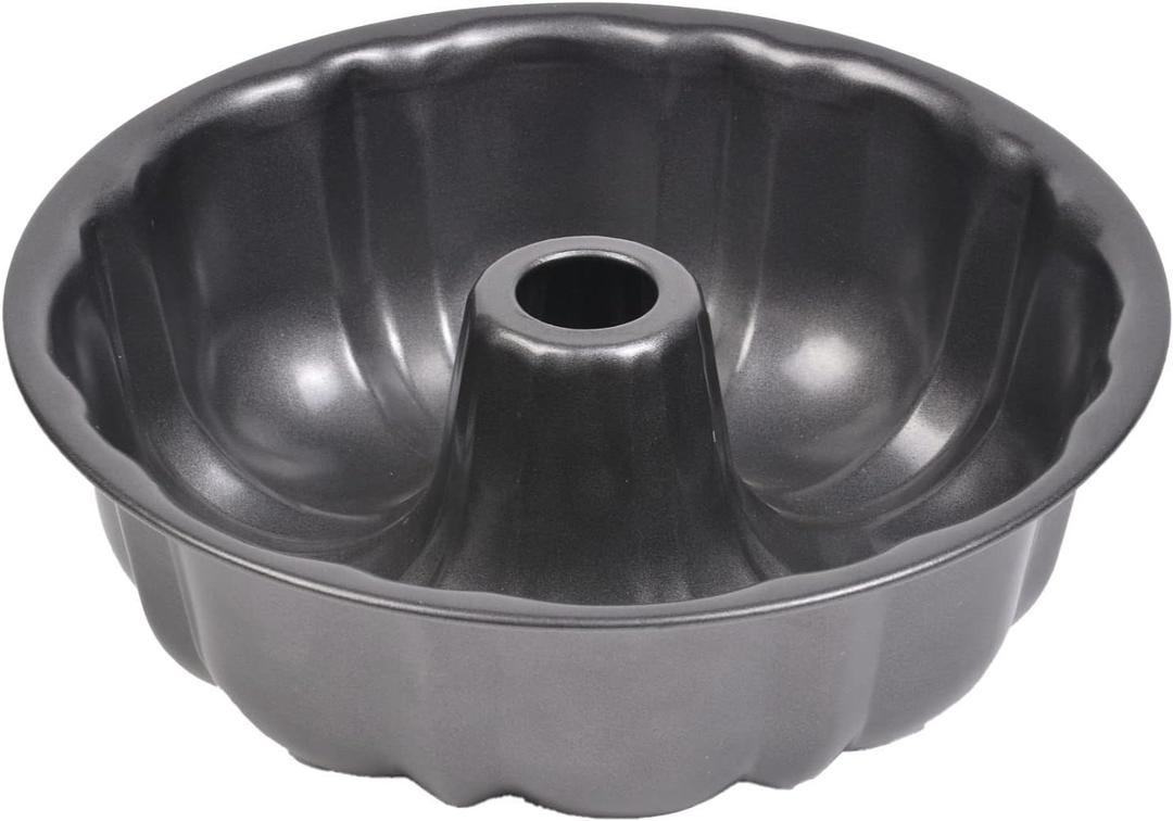Cake Pan, 12 Cup Premium Fluted Cake Pan for baking, 10In Non-Stick Cake Pan, Heavy Duty Carbon Steel Tube Pan Baking Mold (Black)