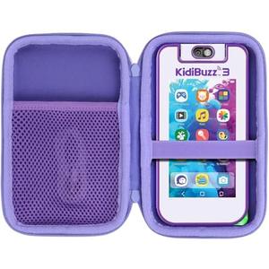 Lebakort Storage Case Compatible with VTech KidiBuzz 3 / KidiBuzz G2 Kids’ Electronics Smart Device KidiConnect (Purple Case)