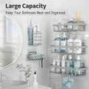 Liuoud 5 Pack Shower Caddy Organizer Rack Shelf for Inside Shower, Self Adhesive Bathroom Wall Storage Basket Rustproof Stainless Steel Large Capacity Shampoo Holder, Grey