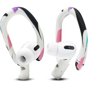WC HookZ - Patented Upgraded Over Ear Hooks for AirPods Pro 1, 2 & AirPods 1, 2 & 3- Two Size Pairs Included in Package, Unique Left & Right Hook, Made by Wicked Cushions | 90's White