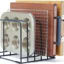 Cutting Board Organizer,Kitchen Cabinet Organizer,Divided Rack with 5 Slots for Baking Trays,Space-Saving Kitchen Storage for Cutting Boards, Cookie Sheet, Thin Pans and Baking Sheets Holder (1pcs)