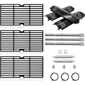 Grill Replacement Parts for Charbroil Gas2Coal 463340516, 463370519, 463370516, 463336818, 463341918, 463370518, Cast Iron Grill Grates, Burner, Heat Shield Plates, Crossover Tubes, Igniters.