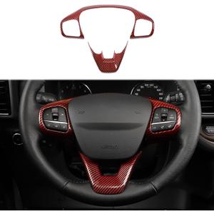 Linskip Steering Wheel Trim Compatible with 2021-2026 Ford Bronco Sport, Steering Wheel Cover for Bronco Sport Interior Accessories(Red Carbon Fiber)
