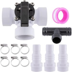 3 Way Diverter Water Valve Abplag1 1/2" Female Universal Combo Hose Adapter with Hose Clamps for Garden Pool Diverter to 1.25" or 1.5" Diameter Hose 3 Way Valve.