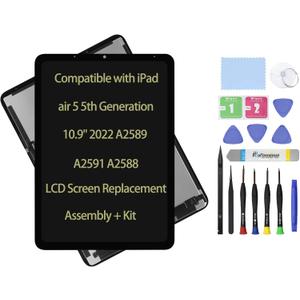 10.9" LCD Screen Replacement Compatible with iPad air 5 5th Generation 2022 A2589 A2591 A2588 Display LCD Assembly and Glass Touch Digitizer Premium Repair Kit