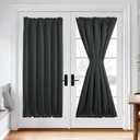 Deconovo Blackout Door Curtain for Glass Doors & Sidelights, Thermal Insulated Privacy Panel with Dual Rod Pockets & Adjustable Tieback, MachineWashable Curtain (54W x 72L, Dark Grey, 1 Panel)