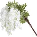 4PCS White Artificial Wisteria Hanging Flowers 40'' Tall Lush Fake Wisteria Flowers for Floor Vases Silk Wisteria Flowers for Wedding Arch Ceremony Window Box Home Garden Backdrop Decor (White)