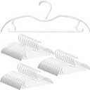 Pinkunn 30 Pack Short Neck Hangers, Heavy Duty Vertical Space Saver Wide Shoulder Clothes Hanger, Wave Pattern Non-Slip Plastic White Hangers for Coats, Suits, Dresses, Pants