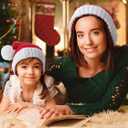 HINDAWI Christmas Santa Hat for Adult Women Men Kids Girl Boy Xmas Ski Knit Warm Hat Festive Holiday Cap